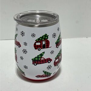 Swig Festive Plaid Camper Tumbler - White and Red - Holiday Christmas